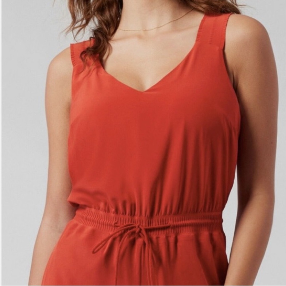 Athleta Savannah Strap Mini Orange Tie Front Sundress size medium - Picture 5 of 12